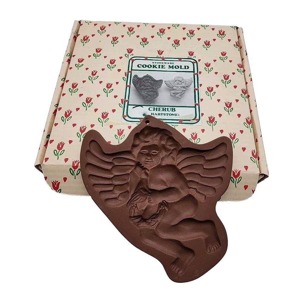 Hartstone Stoneware Clay Pottery Cherub Cookie Ornament Mold Candace Faber VTG